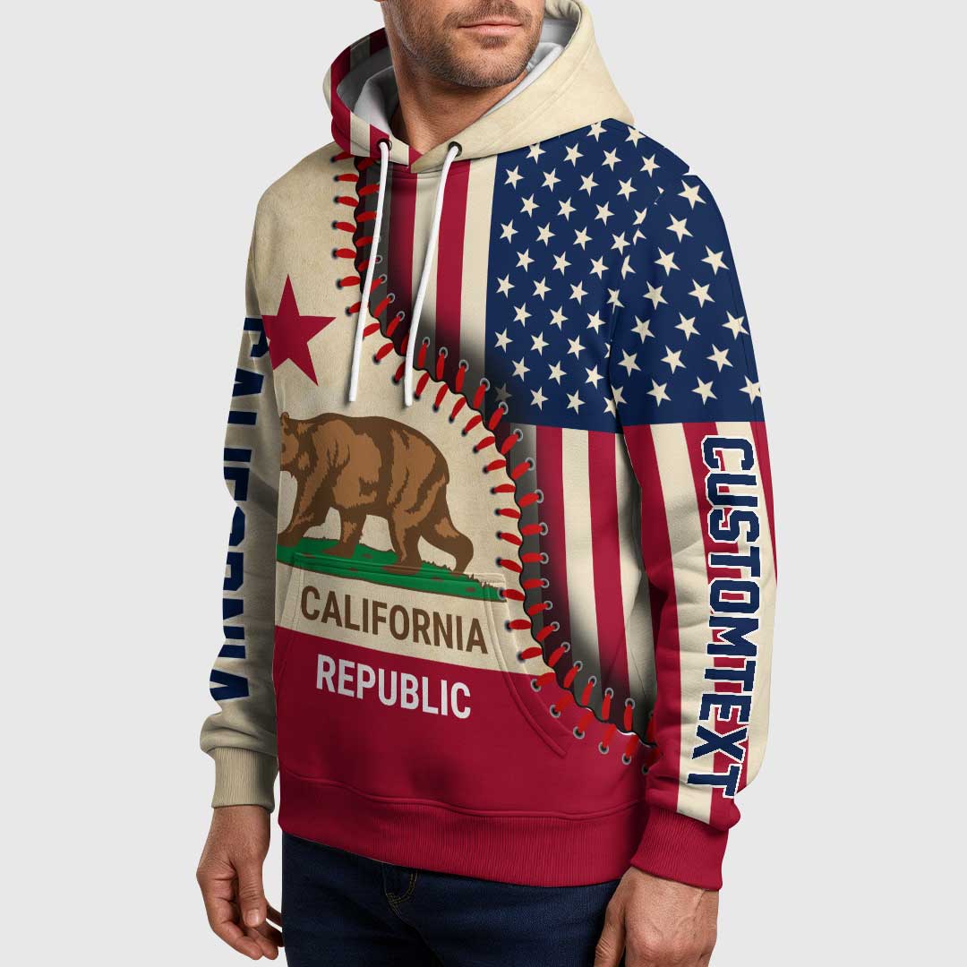 Baseball California State Series - Custom All Over Print Baseball Hoodie