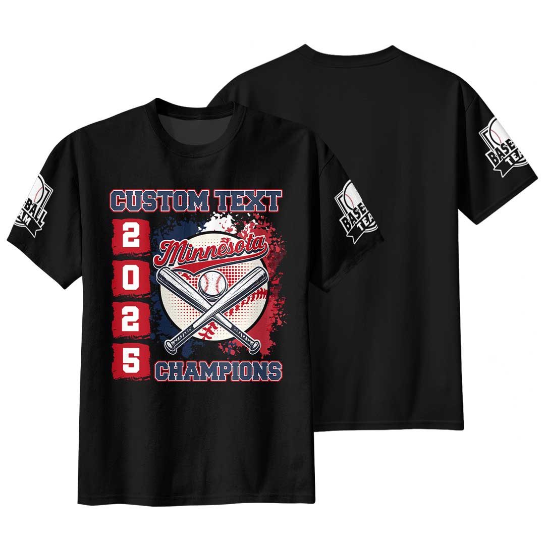 Baseball Minnesota State Series - Black White Baseball T-Shirt