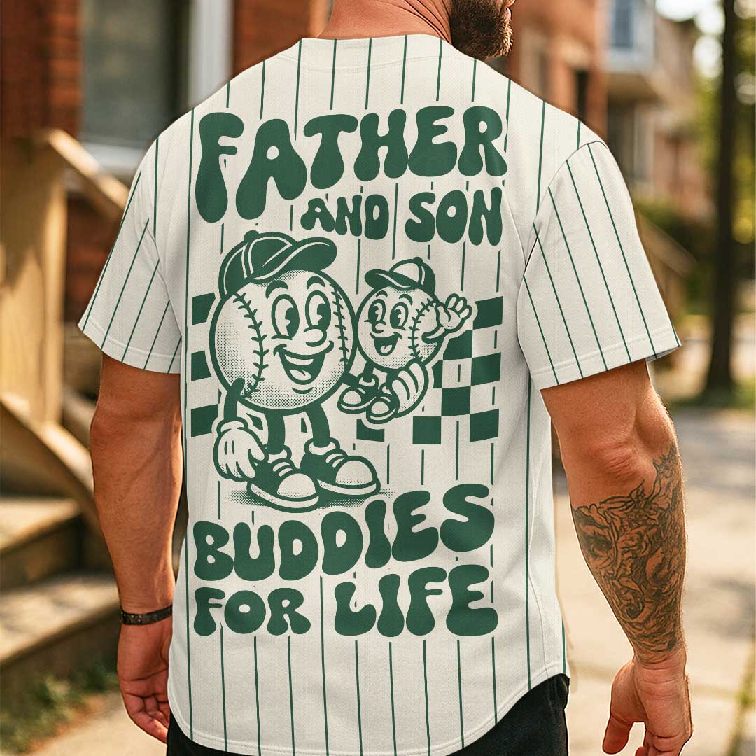 Father And Son Buddies For Life - Custom Family Matching Baseball Jersey