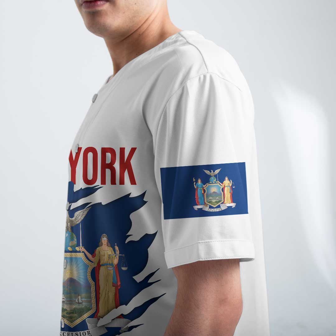 Baseball New York Flag In State Series - Custom All Over Print Baseball Jersey