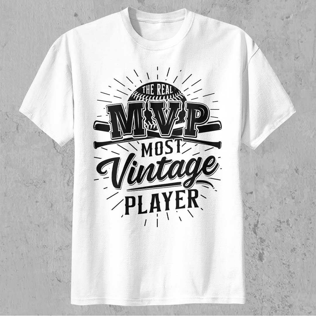 The Real MVP - Black White Baseball T-Shirt