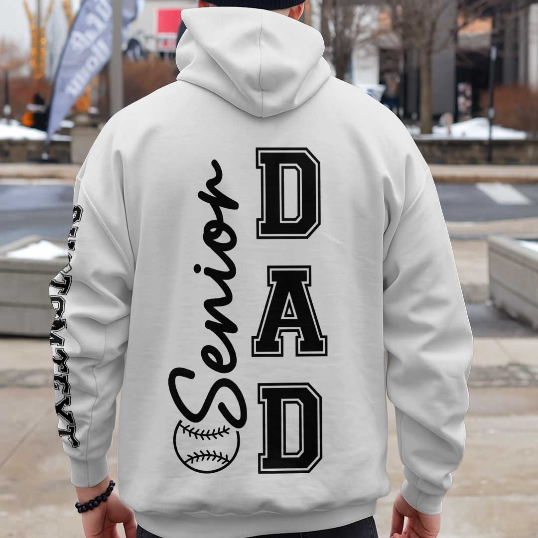 Senior 2025 Dad - Custom Black Ash Baseball Hoodie