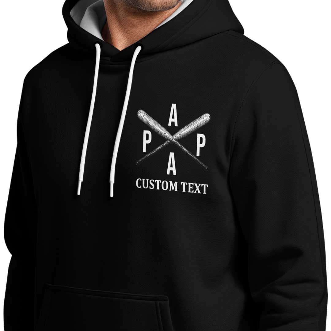 Papa Can Hit It Out Of The Park - Custom Black Baseball Hoodie
