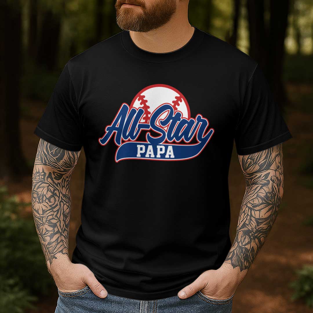 All Star Baseball - Custom Black White Baseball T-Shirt