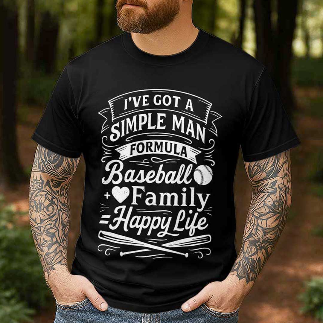 Simple Man Formula - Black White Baseball T-Shirt
