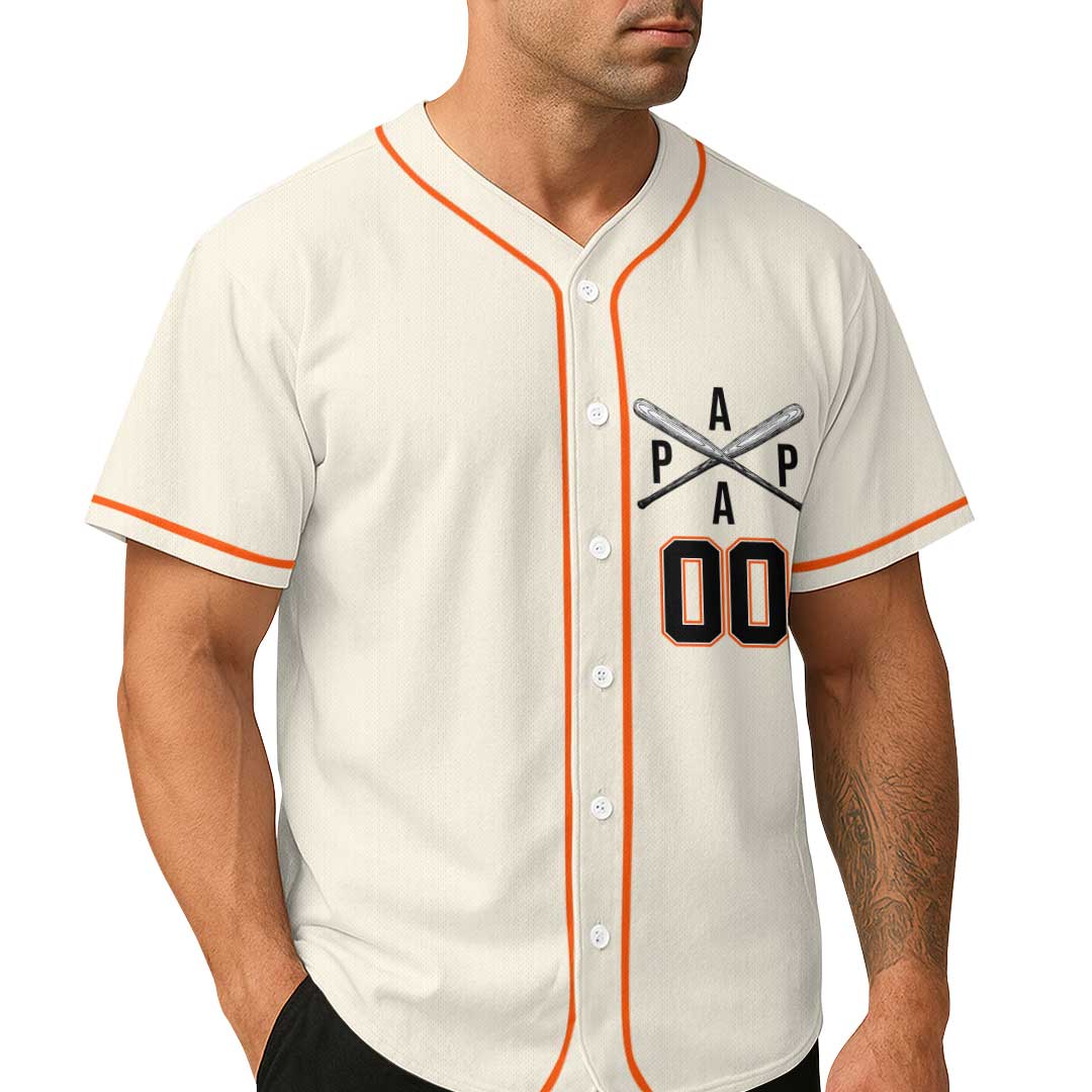 Papa Can Hit It Out Of The Park - Custom Cream Baseball Jersey