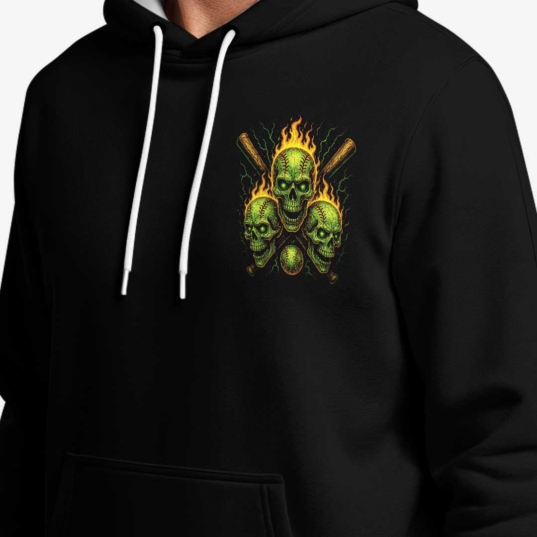 Real Man Likes Baseball and Loves His Family - Custom Black Skull Baseball Hoodie