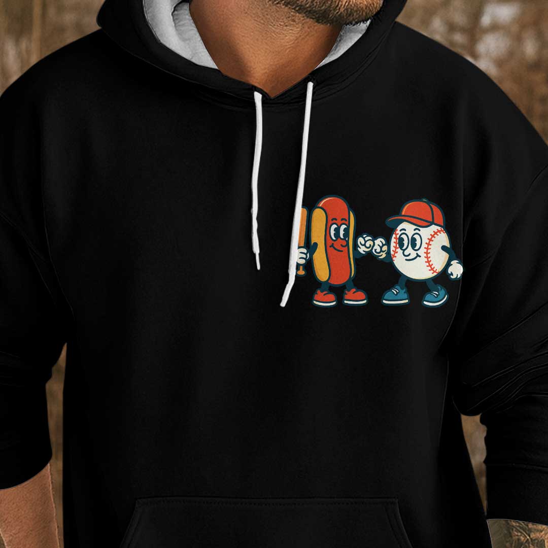 I'm Just Here For The Snacks - Custom Black White Baseball Hoodie
