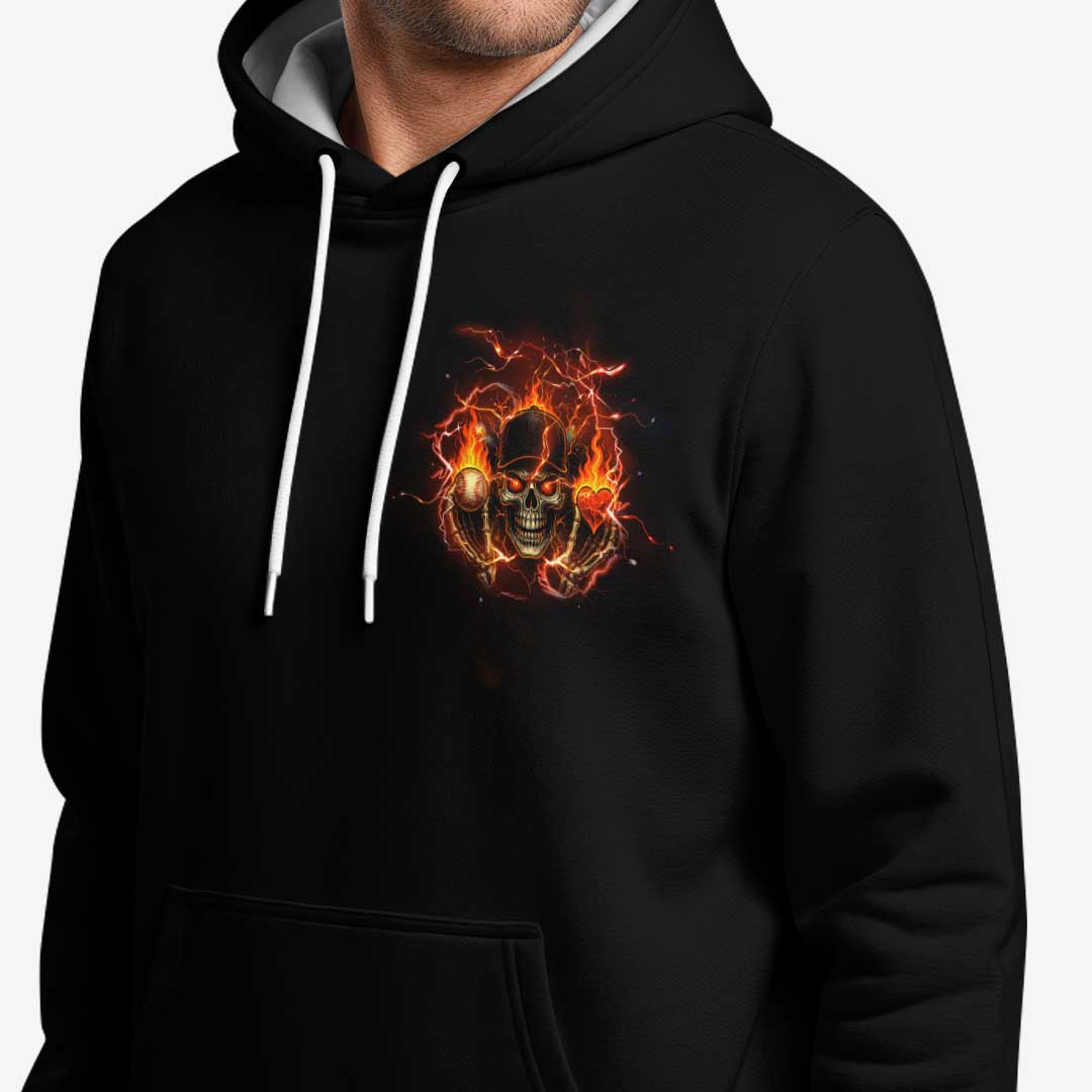 Baseball First Family Always - Custom Black Skull Baseball Hoodie