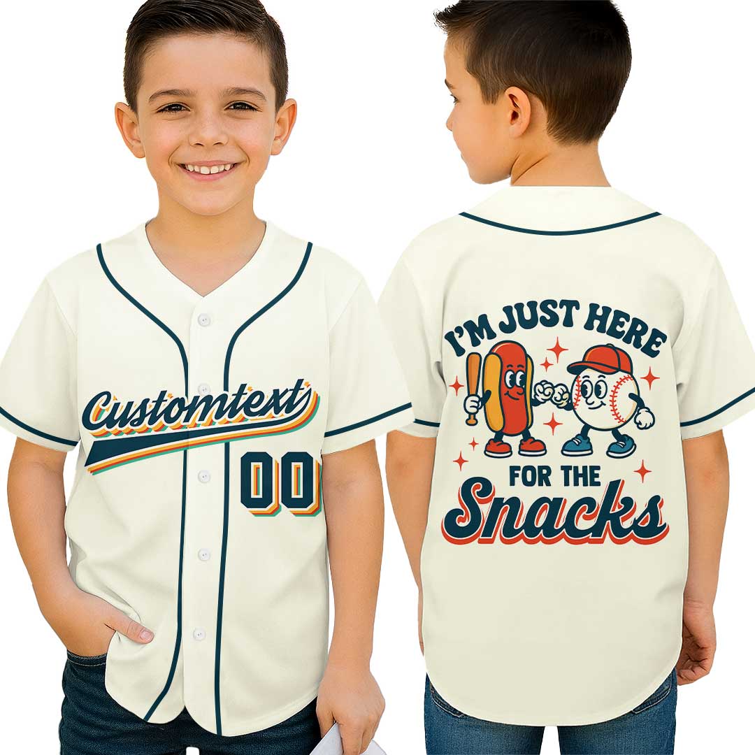 I'm Just Here For The Snacks - Custom Cream Baseball Jersey