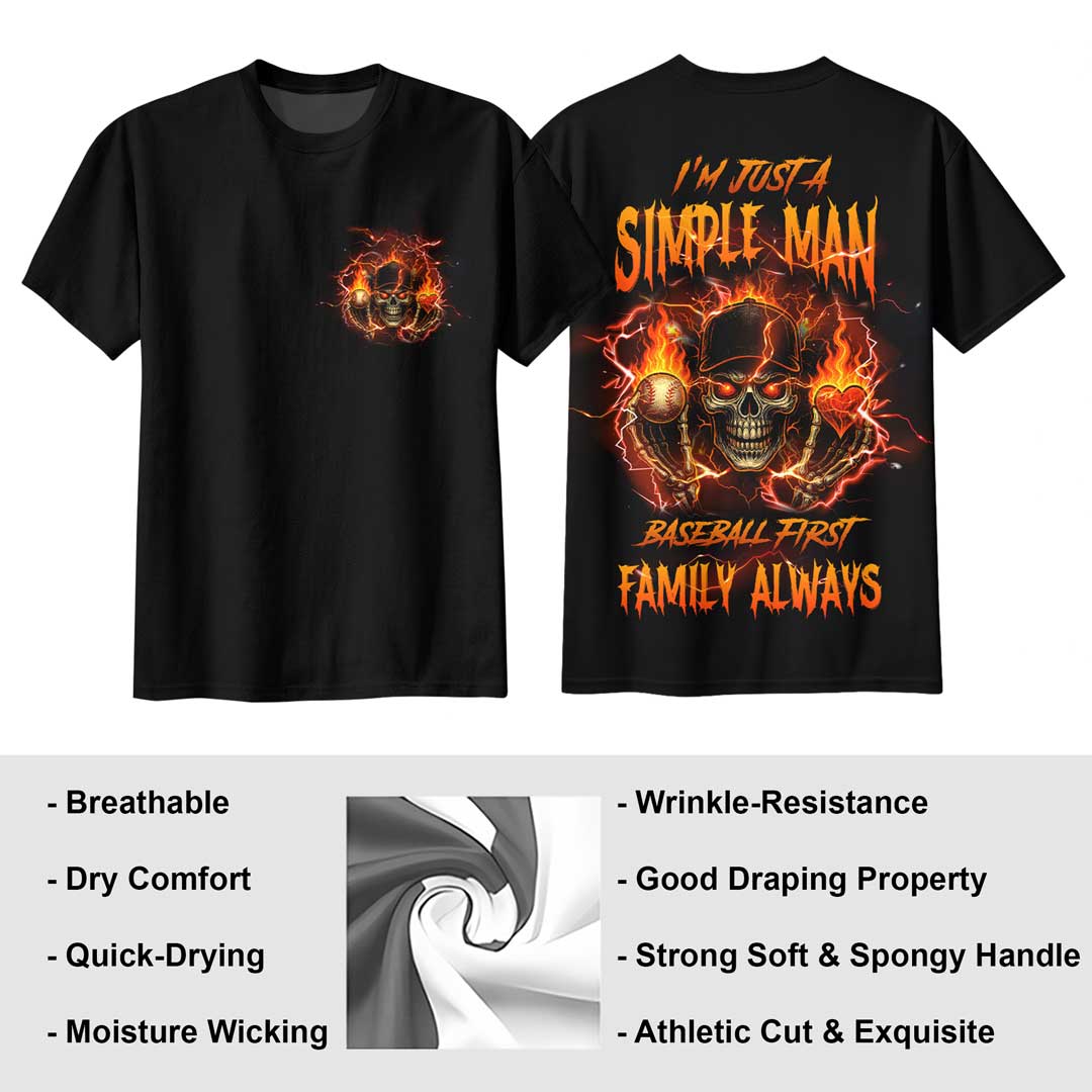 Baseball First Family Always All Over Print Skull Baseball T-Shirt