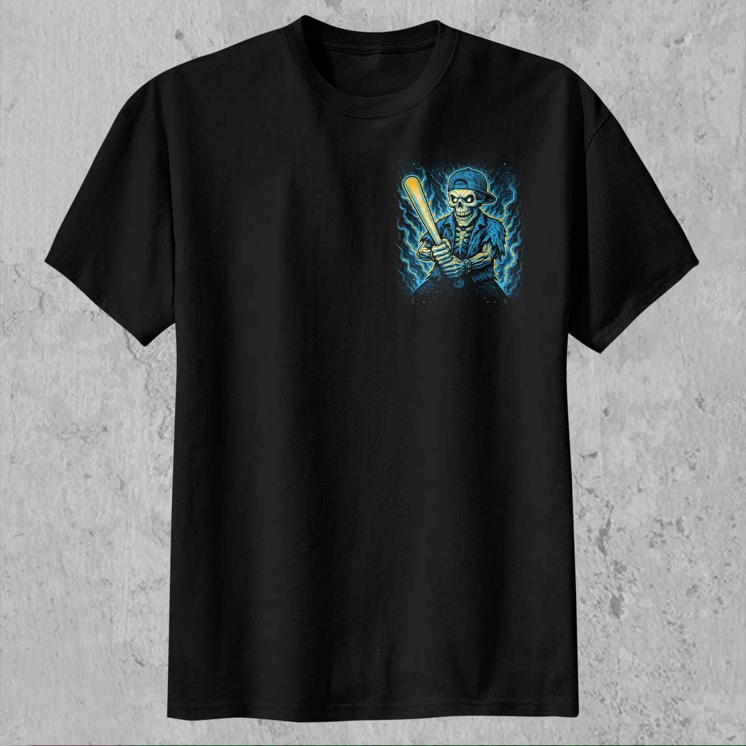 Handle My Bat Like A Pro All Over Print Skull Baseball T-Shirt
