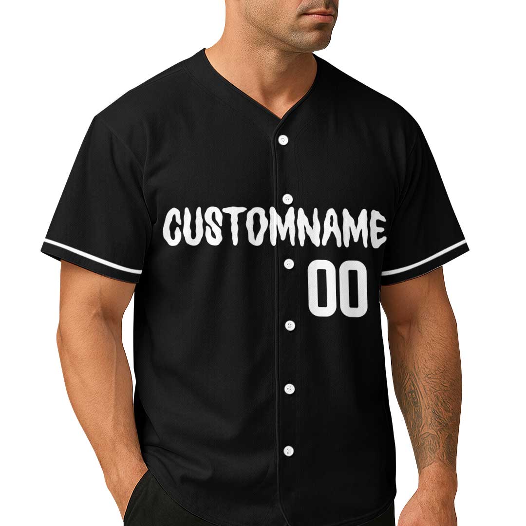 She Likes My Bat Not My Attitude - Custom Black Skull Baseball Jersey
