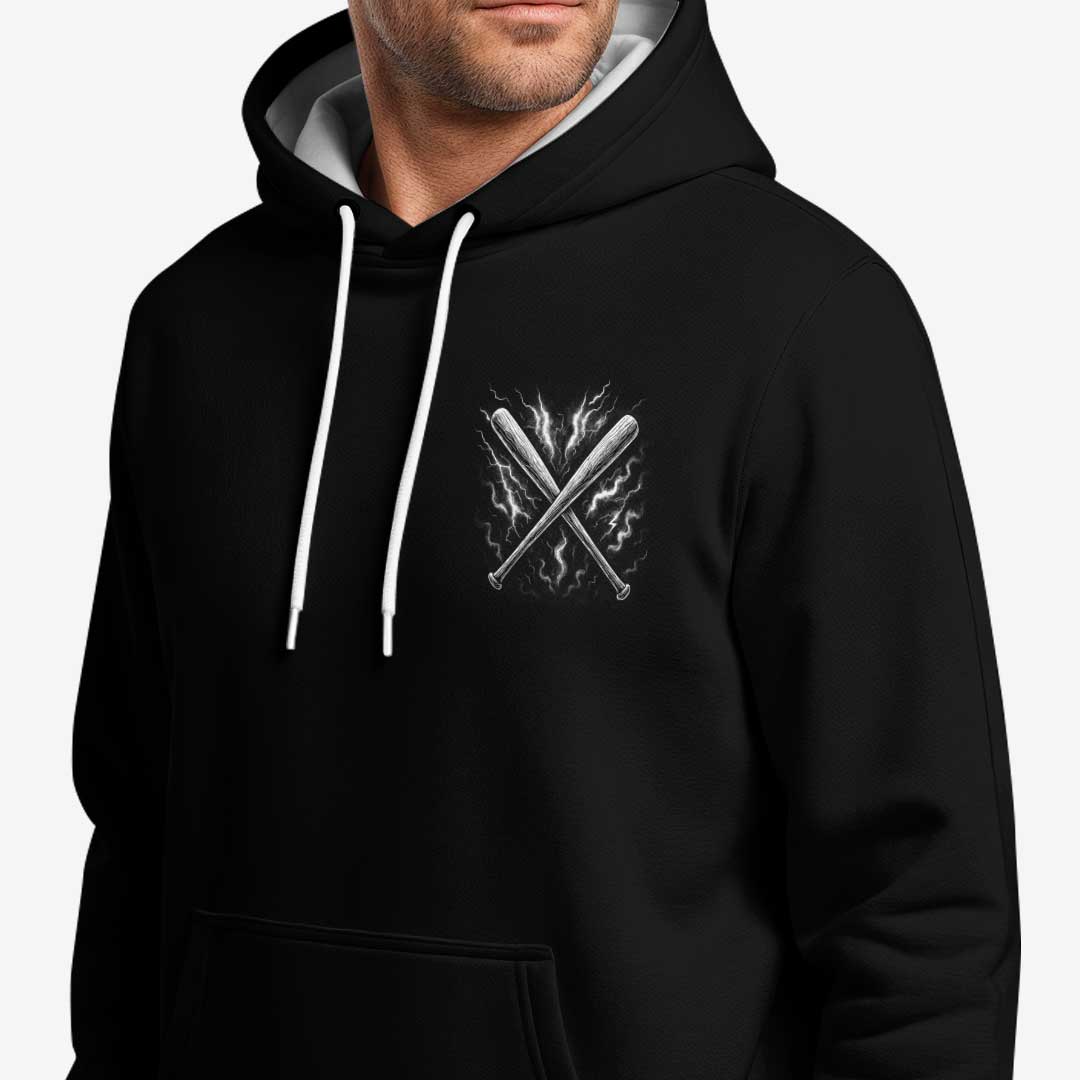 She Likes My Bat Not My Attitude - Custom Black Skull Baseball Hoodie