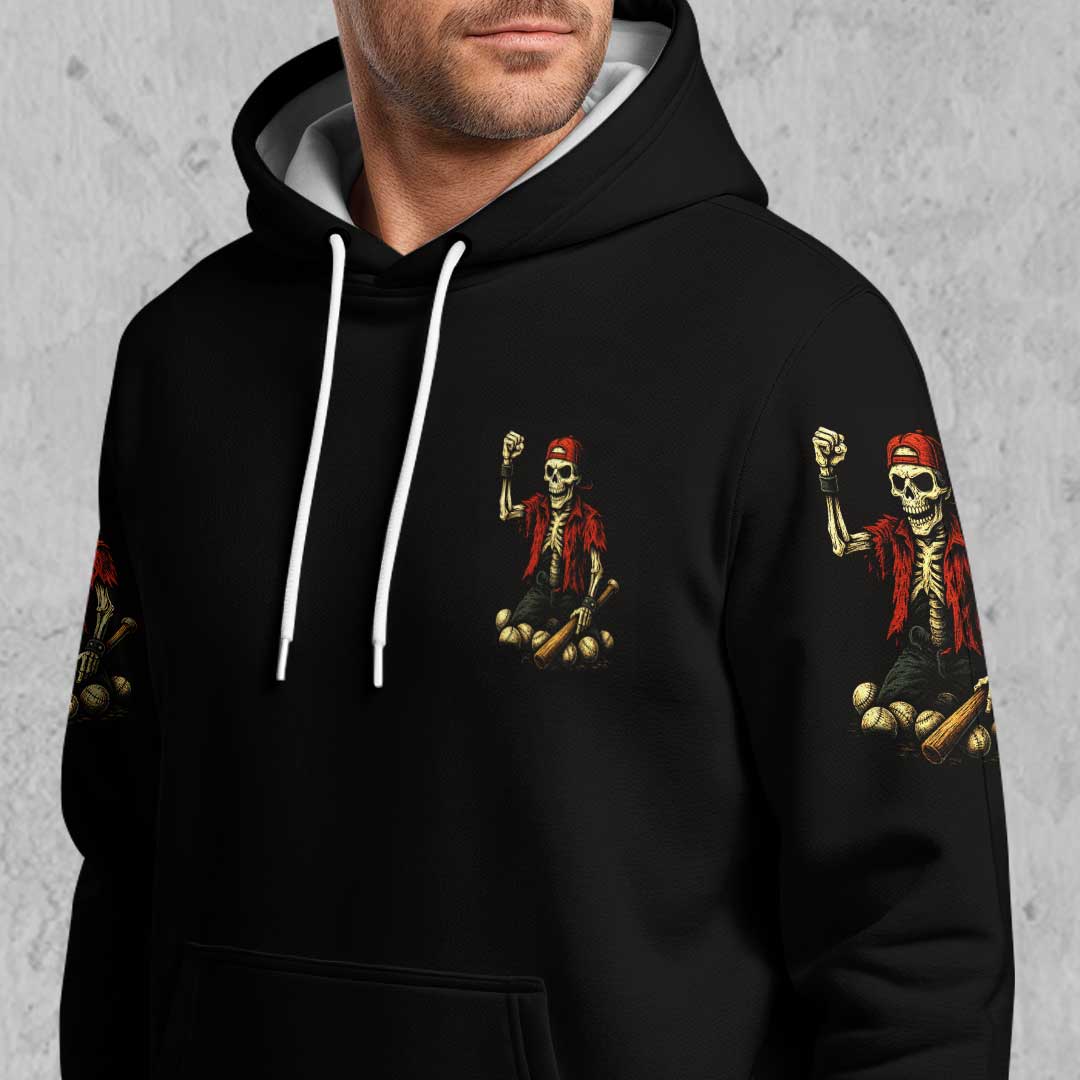 I Like My Balls Dirty And My Games Long - Custom Black Skull Baseball Hoodie
