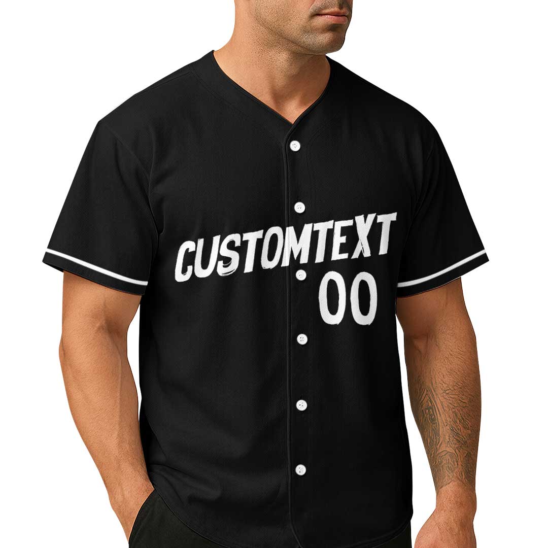Dirty Balls and Long Games - Custom Black Skull Baseball Jersey
