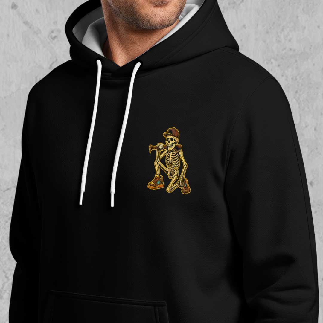 Dust On My Bones Dirt On My Drip - Custom Black Skull Baseball Hoodie