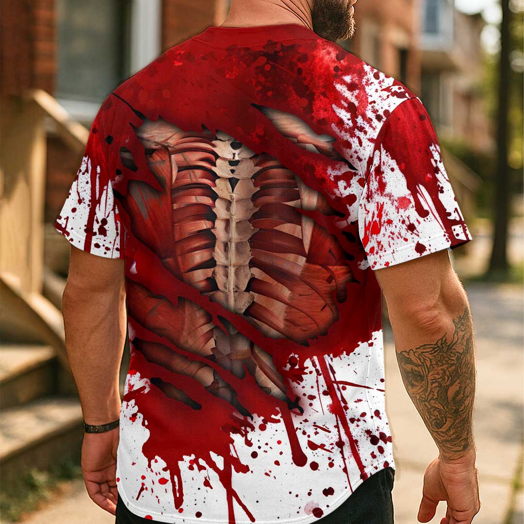 Custom Halloween Costume Ripped Zombies Cosplay Baseball Jersey