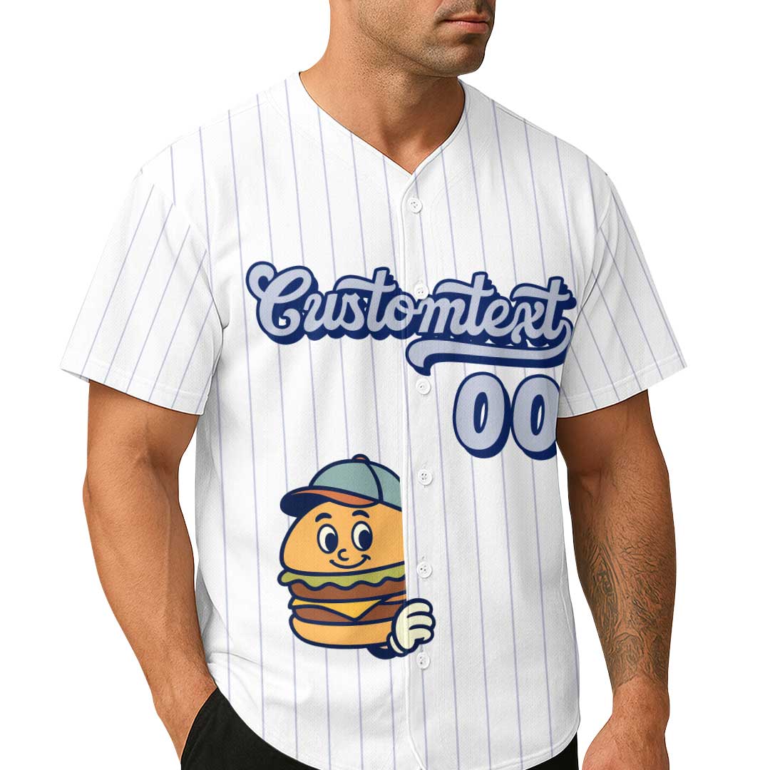 Batter Up Burger Up - Custom Groovy White Baseball Jersey
