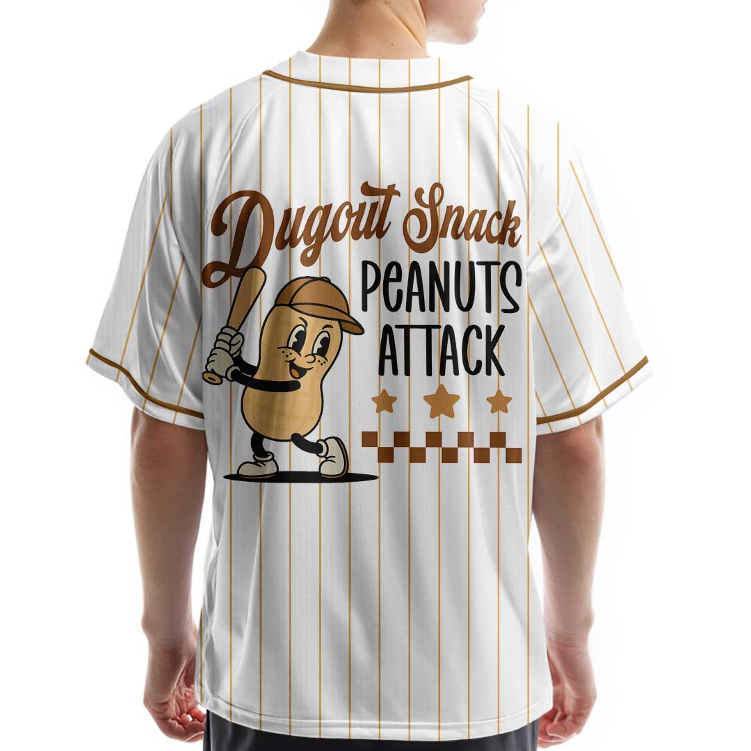Dugout Snack Peanuts Attack - Custom Groovy Cream Baseball Jersey