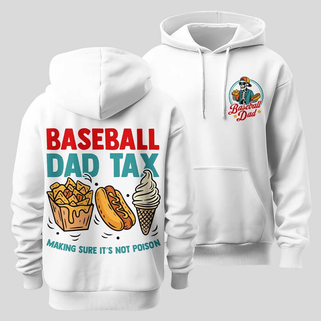 Baseball Dad Tax - Black White Dad Baseball Hoodie