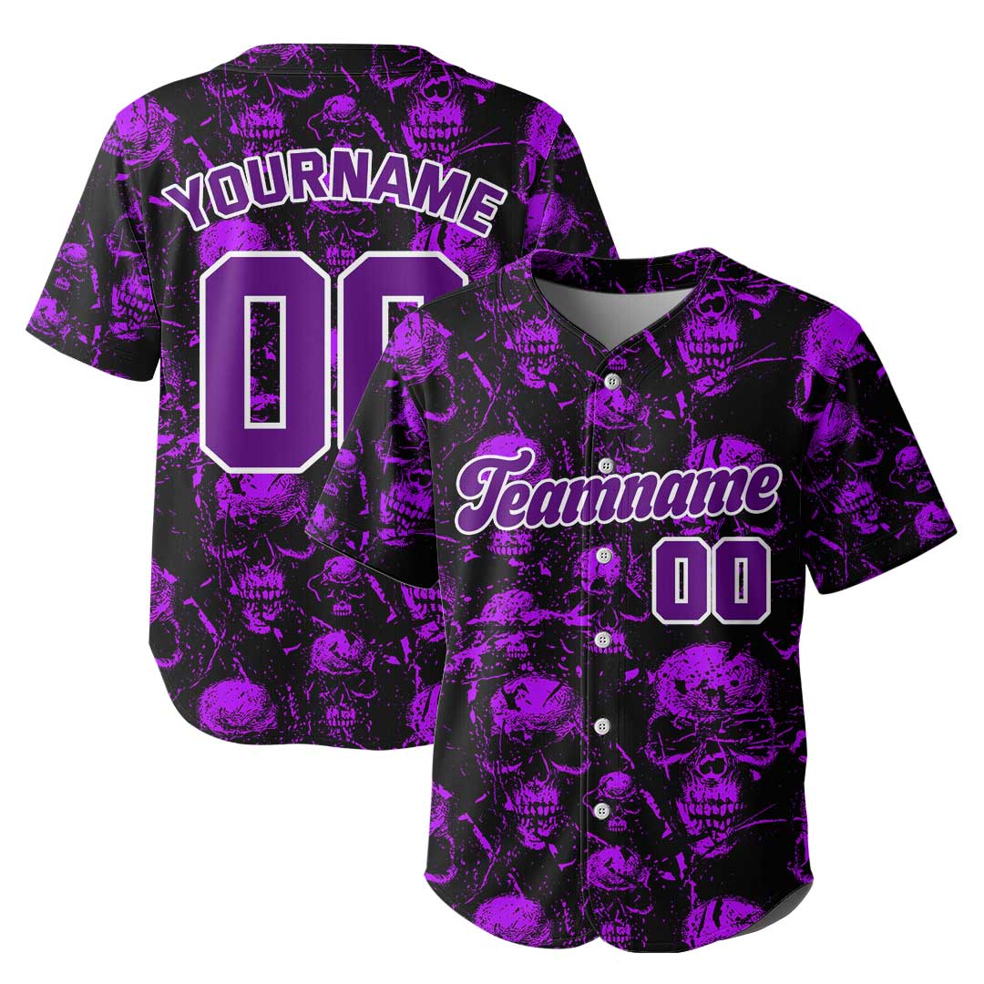 Custom Baseball Jersey With Skull Pattern