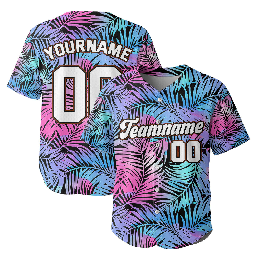 Custom Baseball Jersey With Tropical Pattern