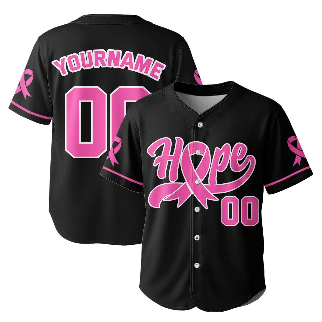 Custom Baseball Jersey With Pink Ribbon