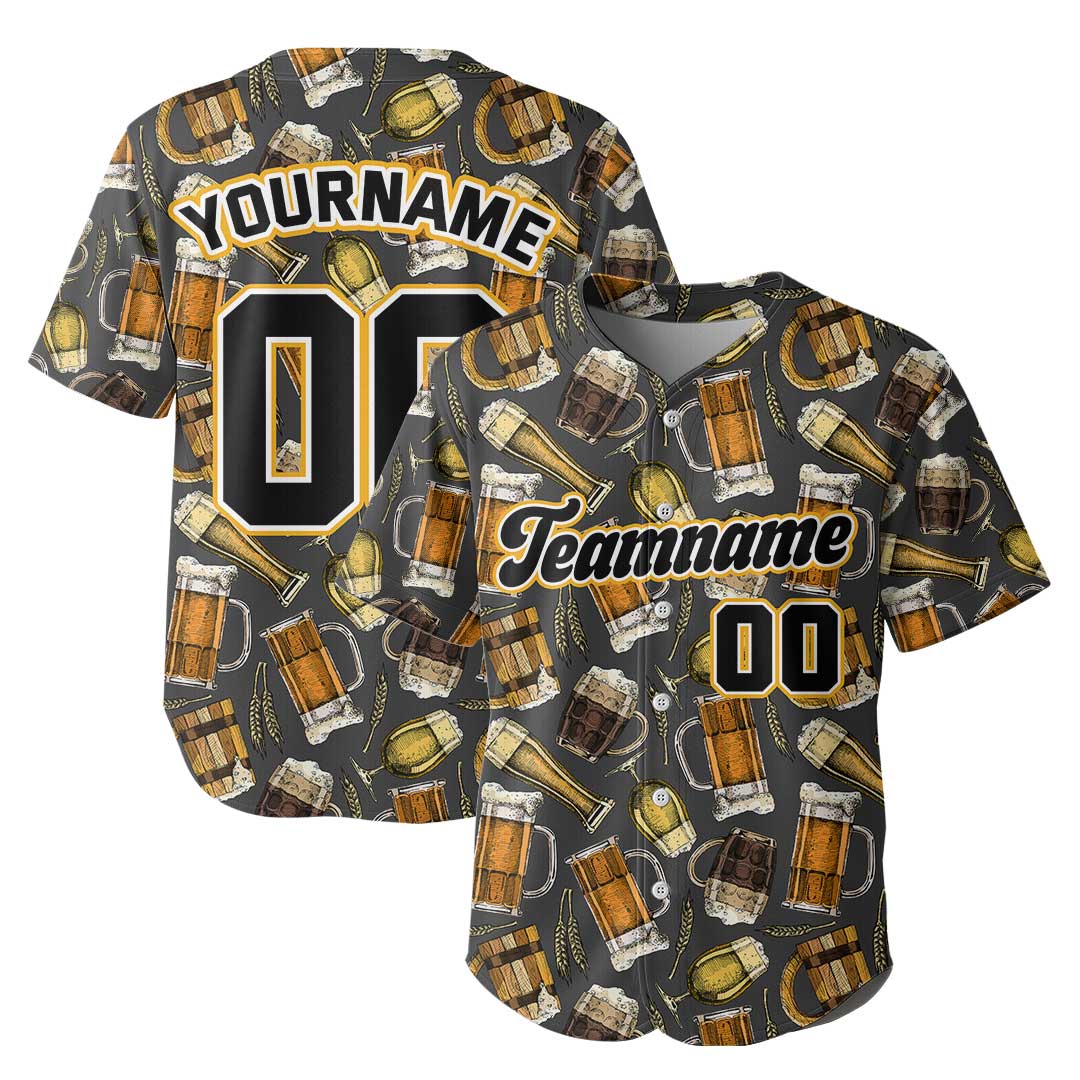 Custom Baseball Jersey With Beer Pattern