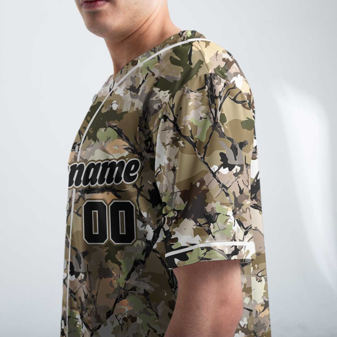 Hunting Season Custom Baseball Jersey With Forest Pattern