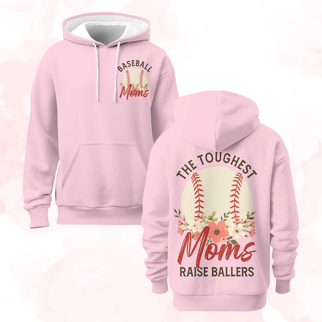 The Toughest Moms Raise Ballers - All Over Print Baseball Hoodie