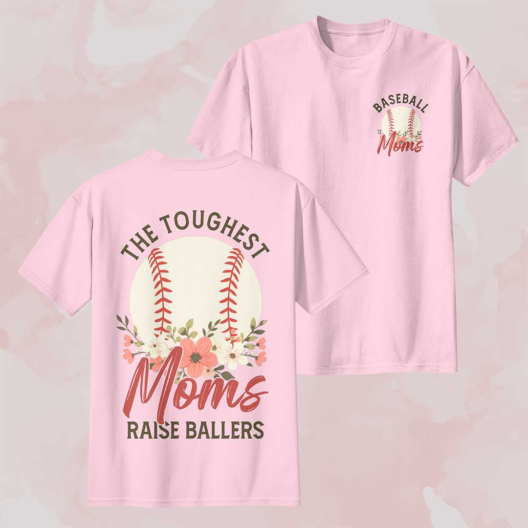 The Toughest Moms Raise Ballers - All Over Print Baseball Mom T-Shirt