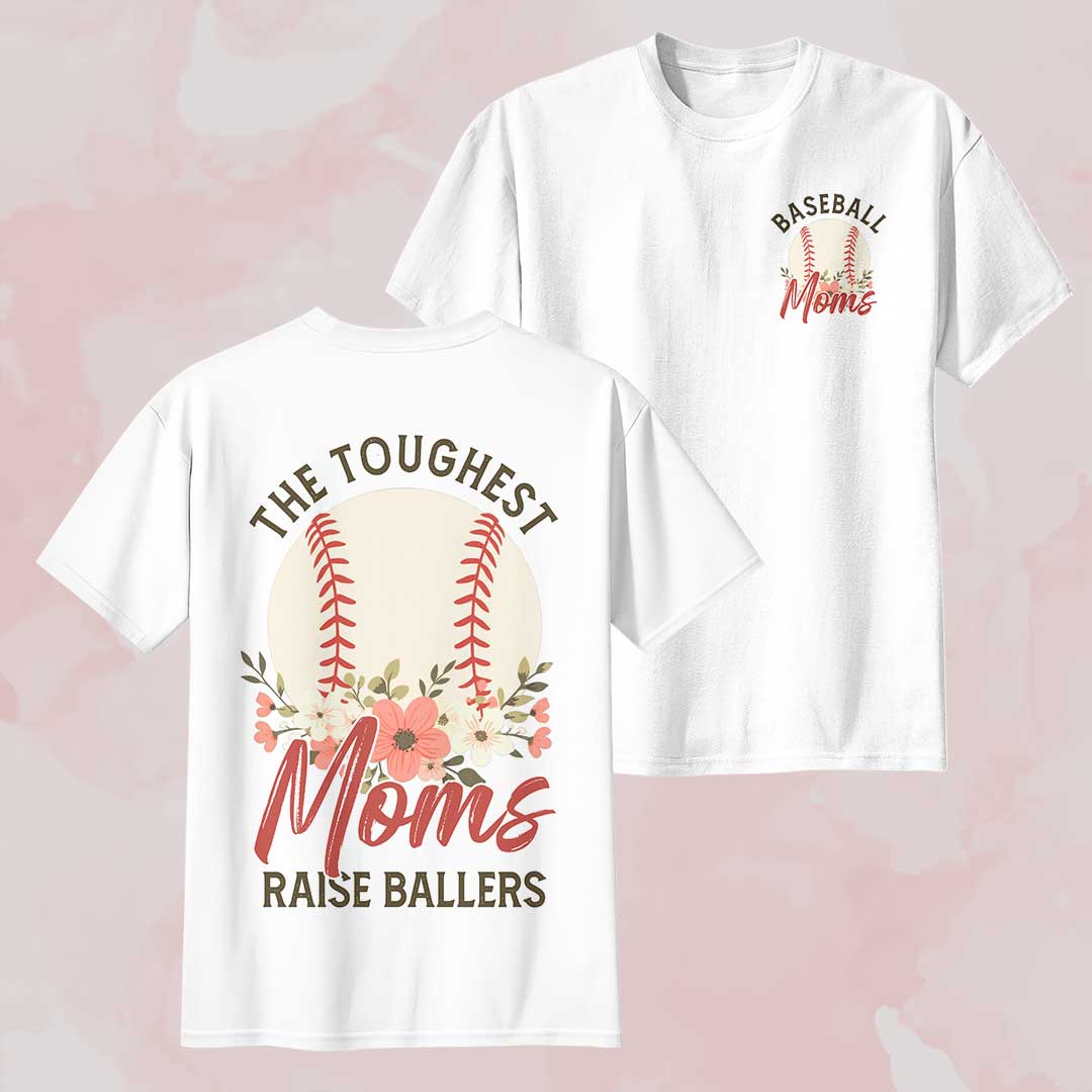 The Toughest Moms Raise Ballers - All Over Print Baseball Mom T-Shirt
