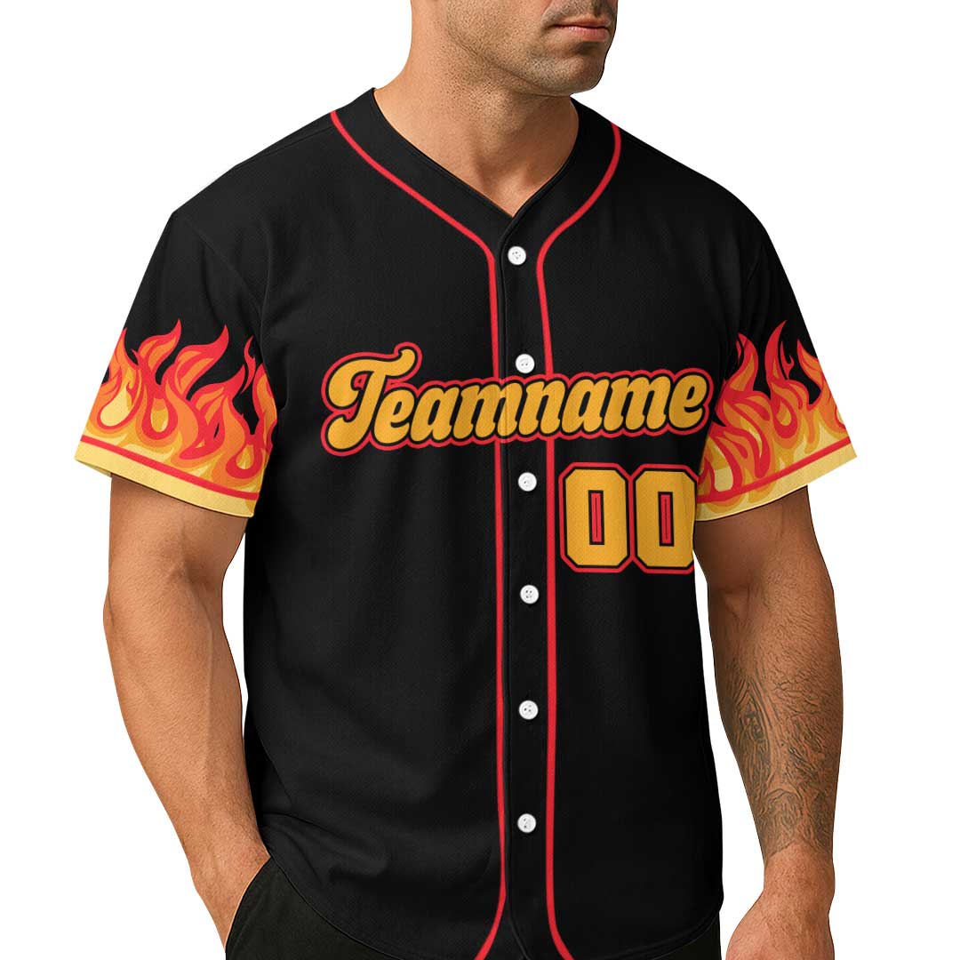 Custom Baseball Jersey with Flames Pattern