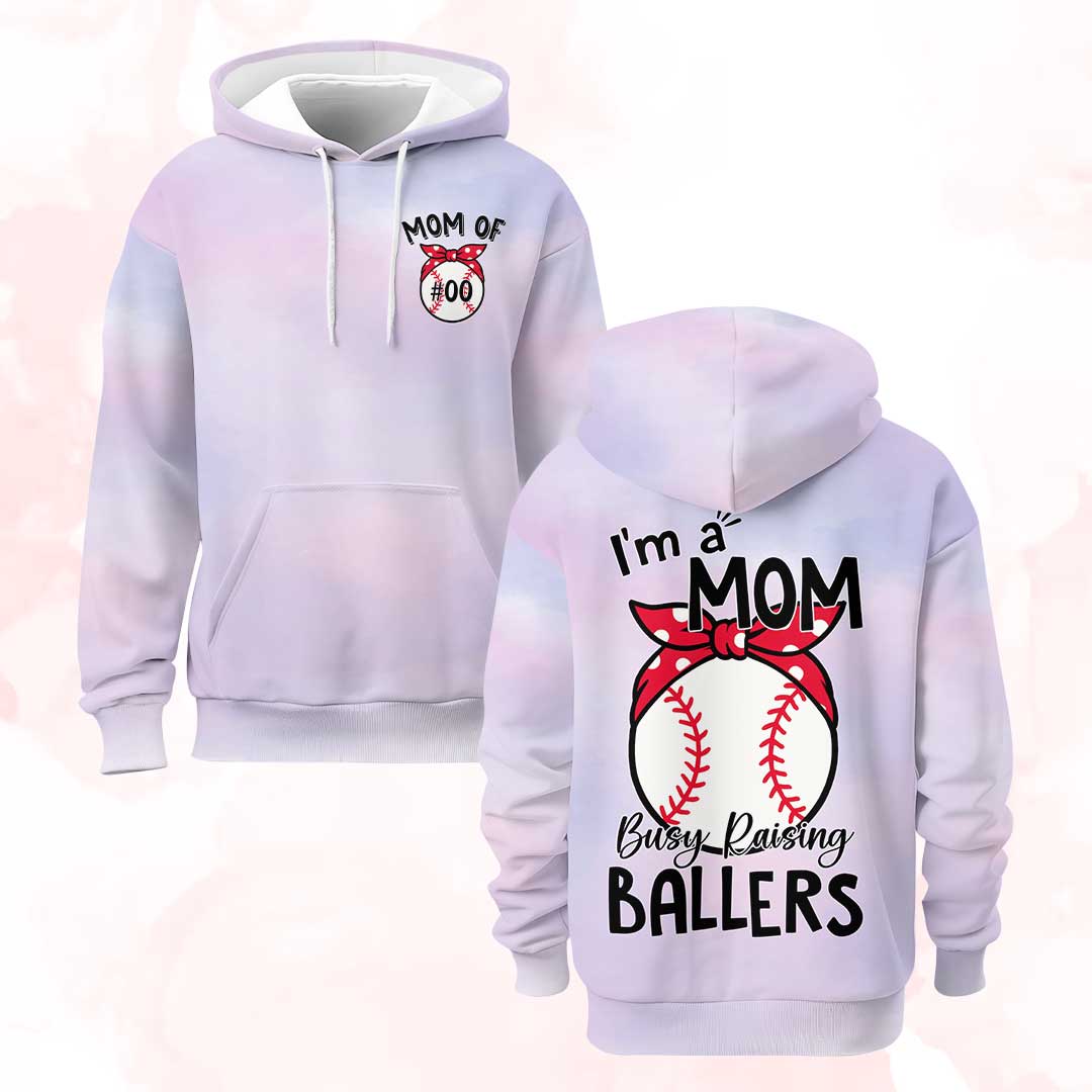 I'm A Mom Busy Raising Ballers - All Over Print Baseball Hoodie