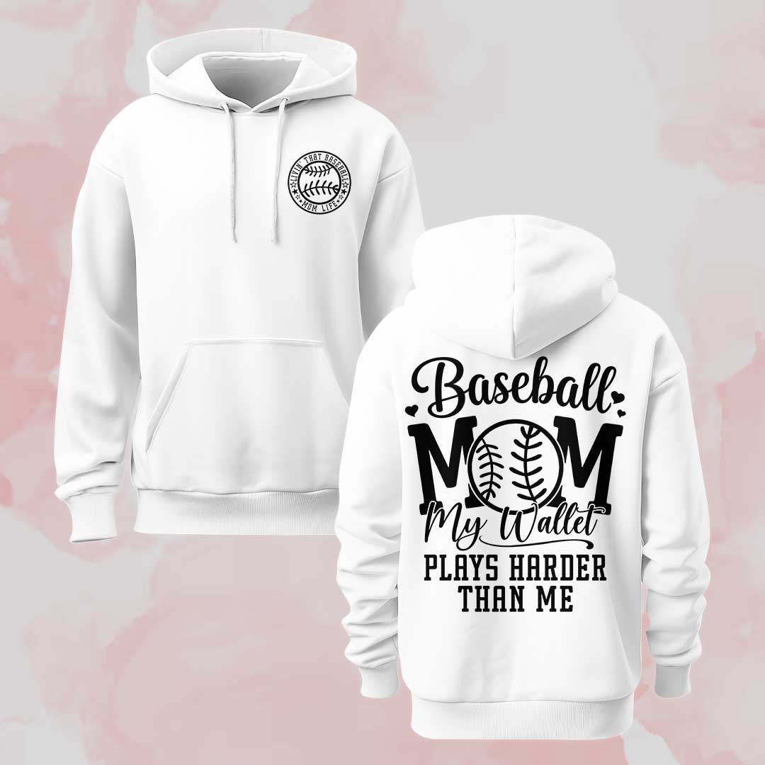 Baseball Mom My Wallet Plays Harder Than Me - All Over Print Baseball Hoodie