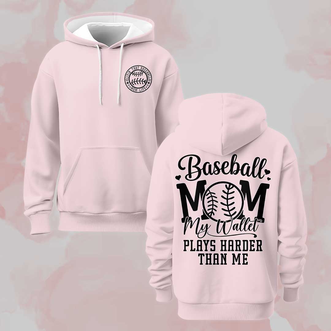 Baseball Mom My Wallet Plays Harder Than Me - All Over Print Baseball Hoodie