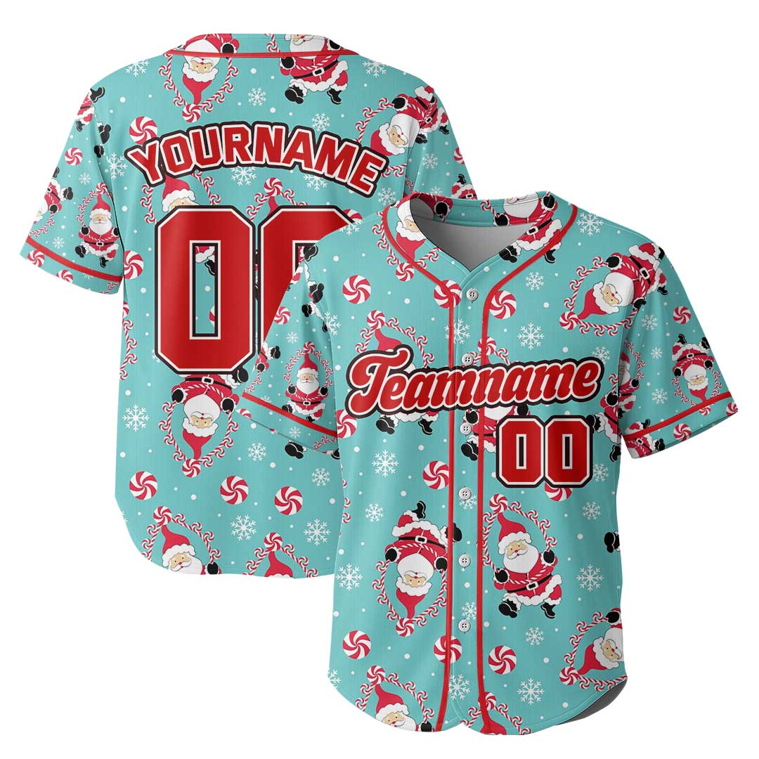 Custom Baseball Jersey with Christmas Pattern