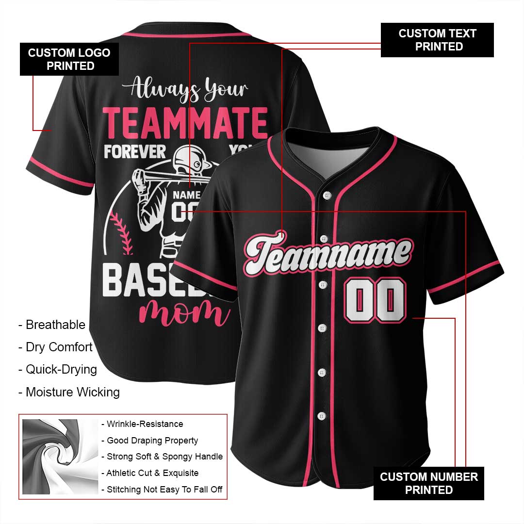 Forever Your Baseball Mom - Custom Mom Baseball Jersey