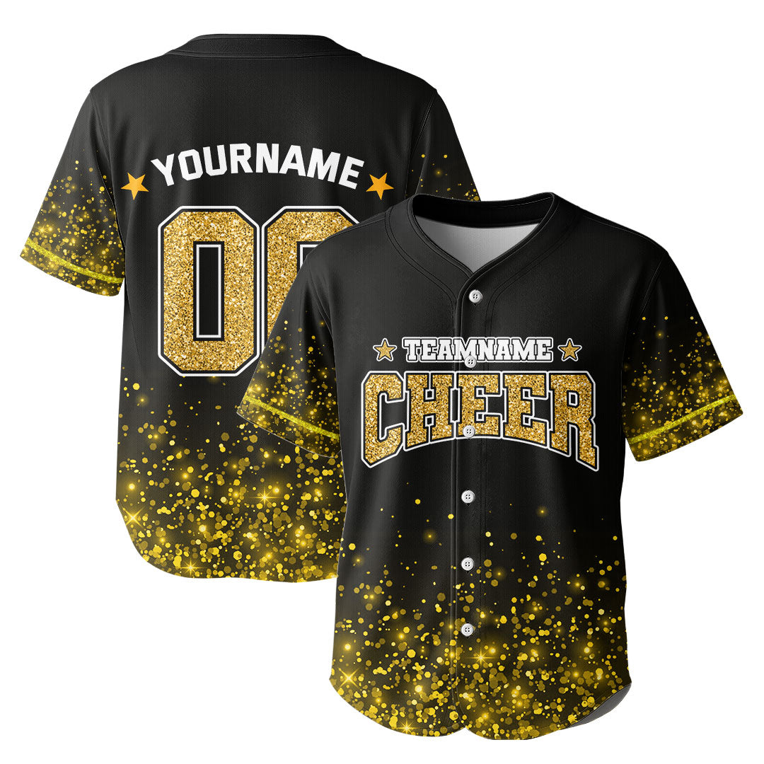 Custom Star Cheerleader Baseball Jersey with Glitter Effect