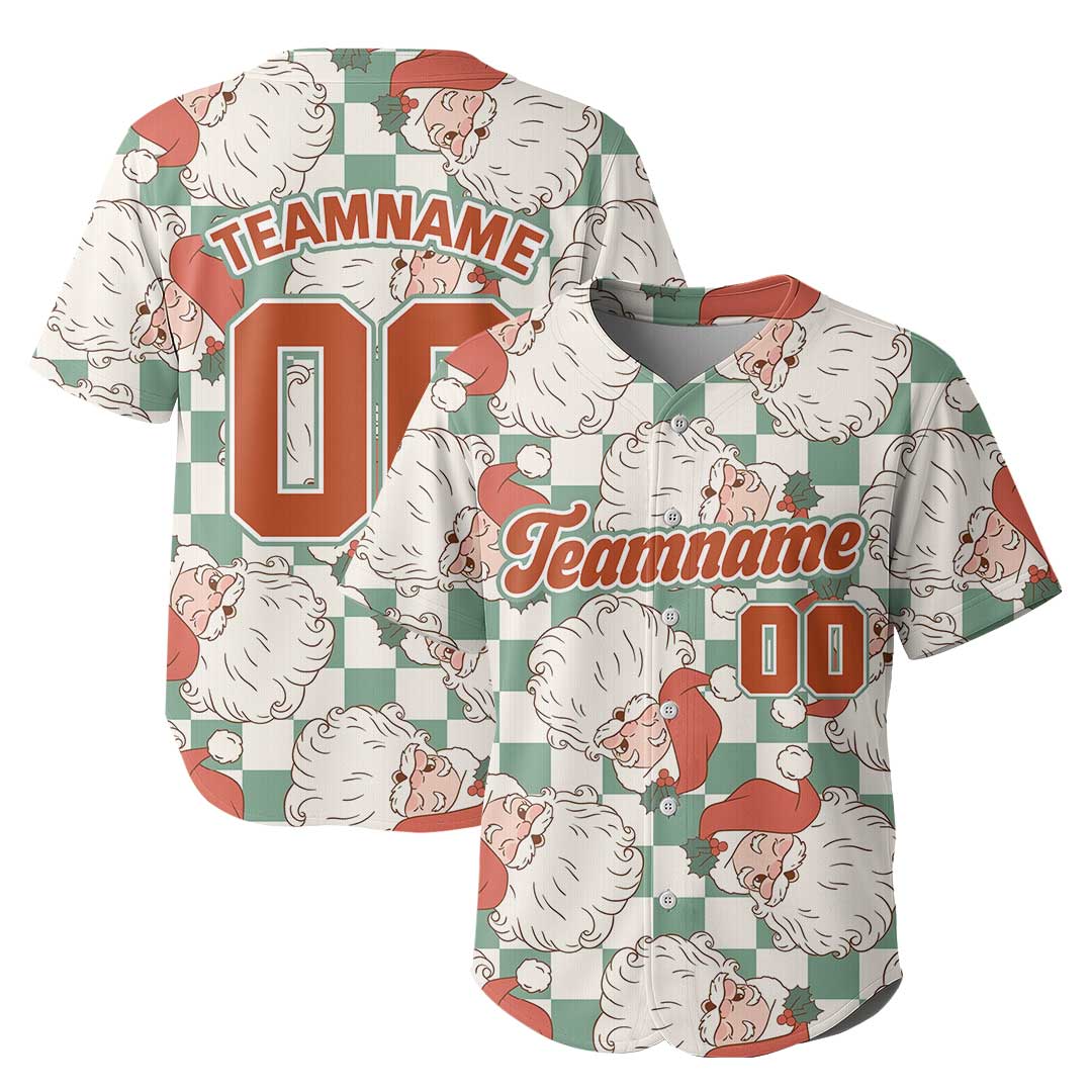 Custom Baseball Jersey with Christmas Checkerboard Pattern