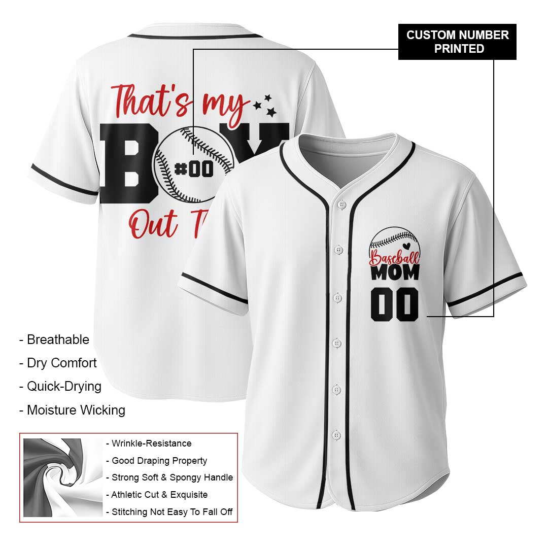 That's My Boy Out There - Custom Player Number Baseball Jersey For Mom