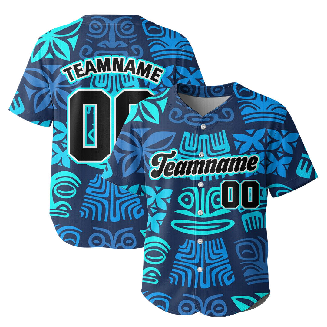 Custom Baseball Jersey with Tiki Pattern