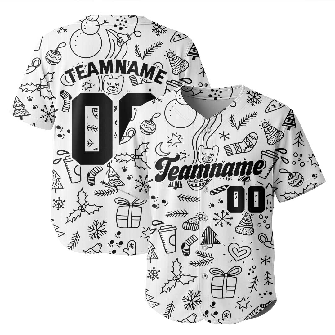 Custom Baseball Jersey with Christmas Doodle