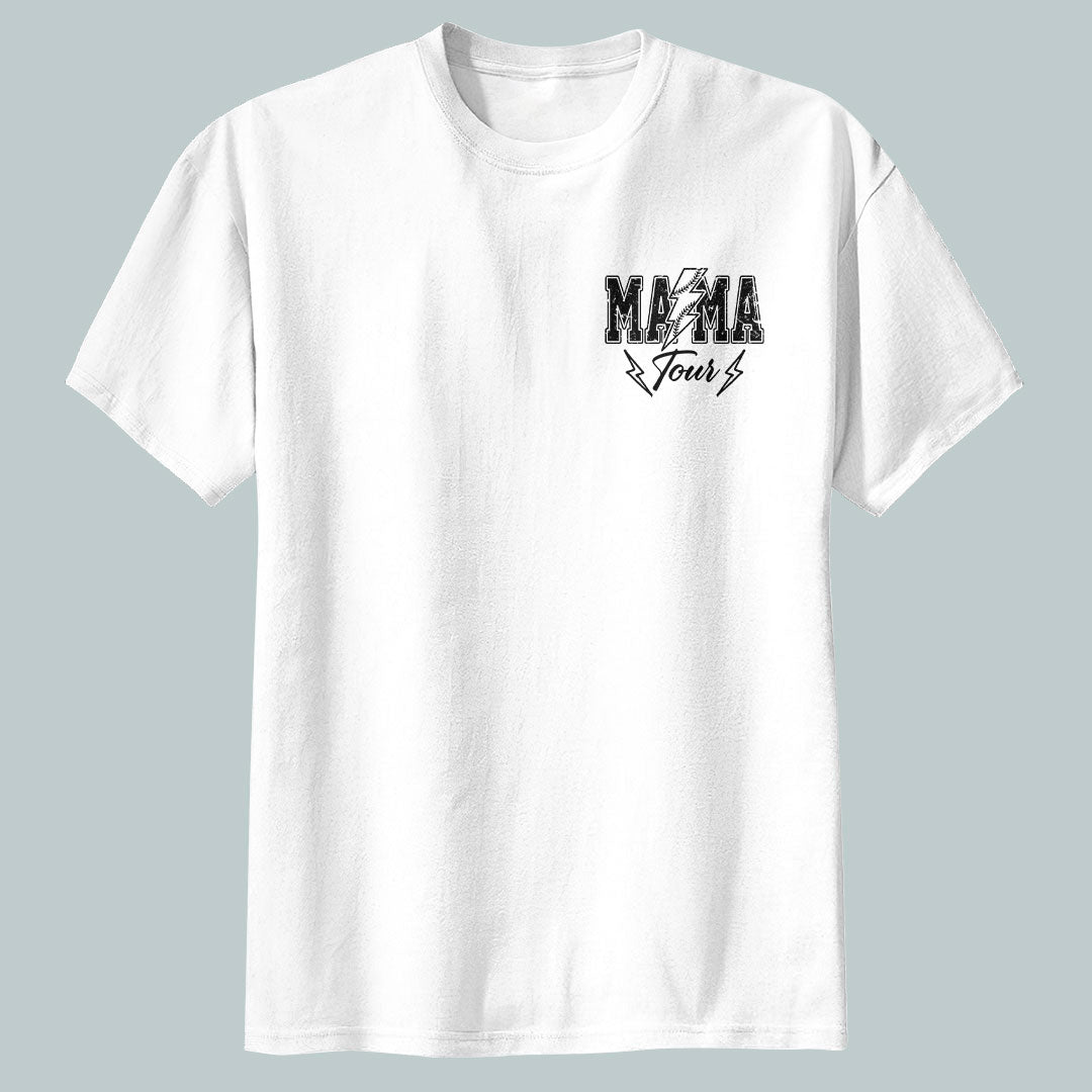 The Baseball Mama Tour - White and Black Baseball T-Shirt