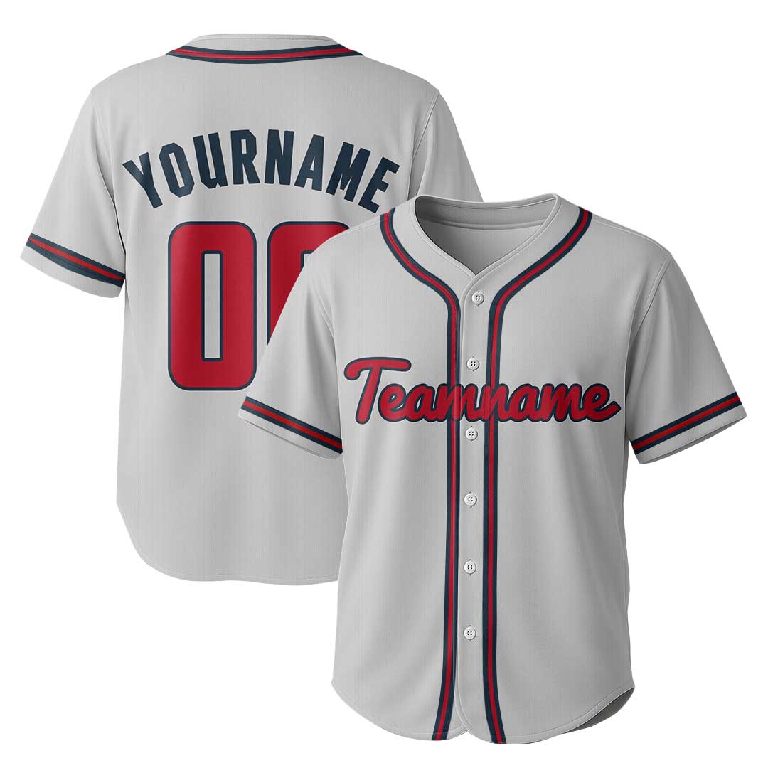 Custom Baseball Jersey with Navy White Grey Color