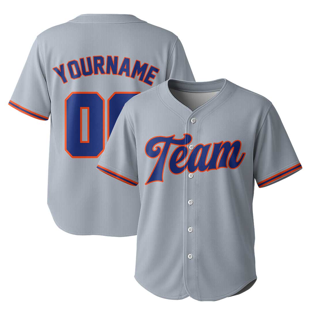 Custom Baseball Jersey with White Blue Grey Color