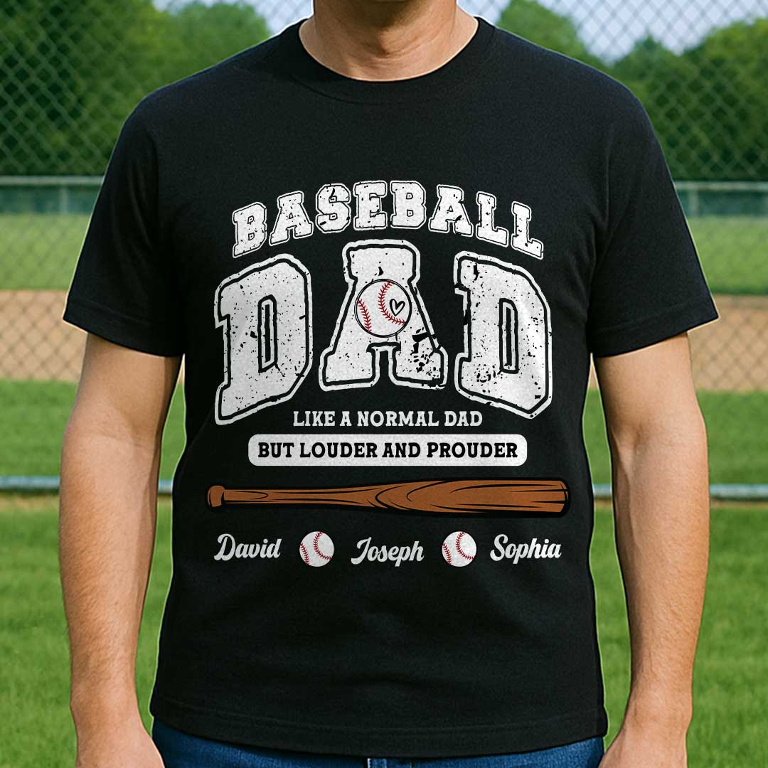 Baseball Parents Like A Normal One But Louder and Prouder - Black and White Baseball T-Shirt