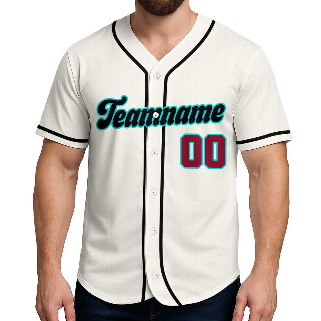 Custom Baseball Jersey with Cream Red Black