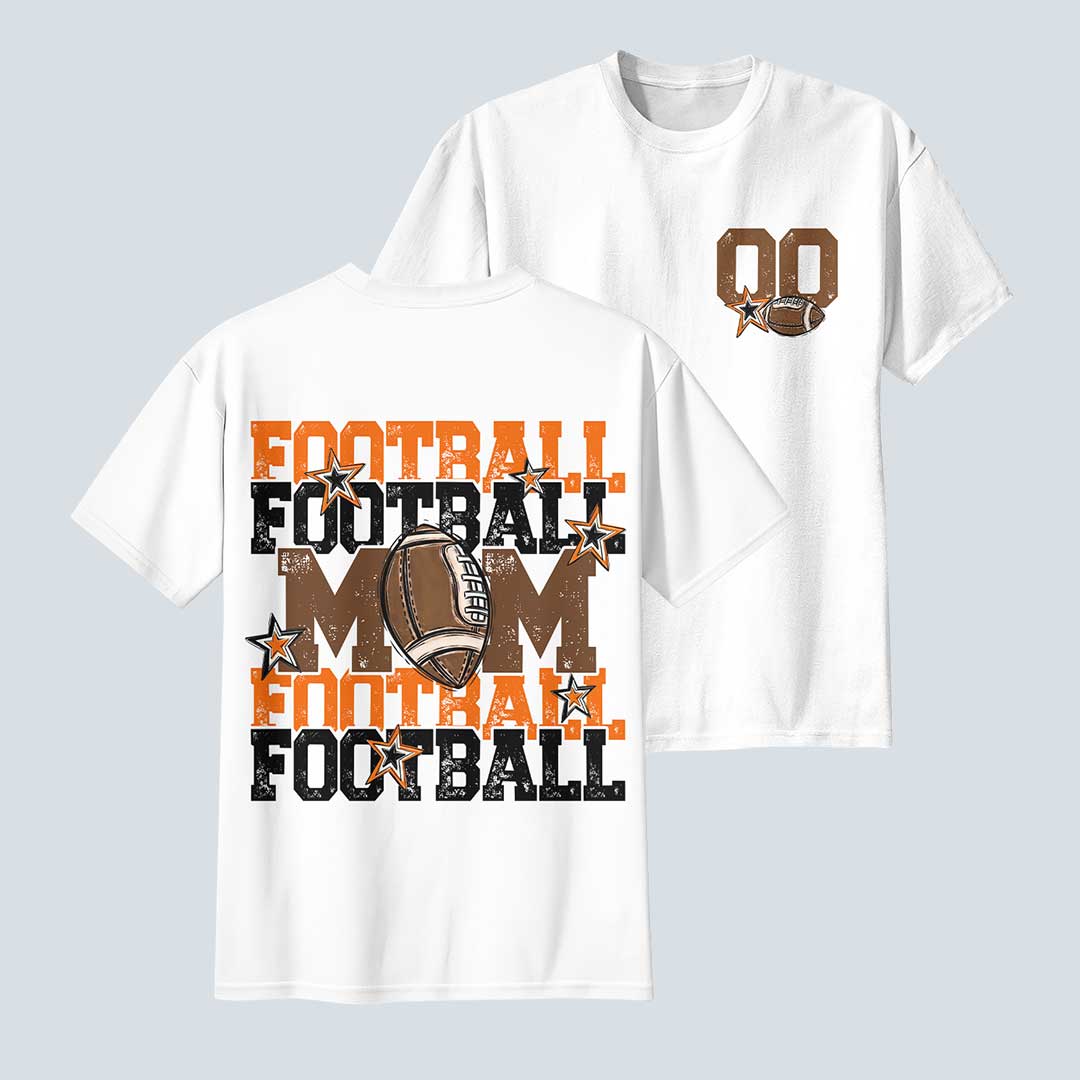Custom Football Mom - Black and White Custom Tshirt